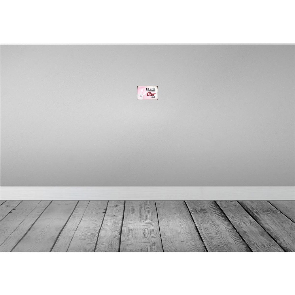 [LA-113346-1812] Blechschild 12x18 cm Osterhase weiß wo Eier sind Ostern Spruch Zitat Bild 2