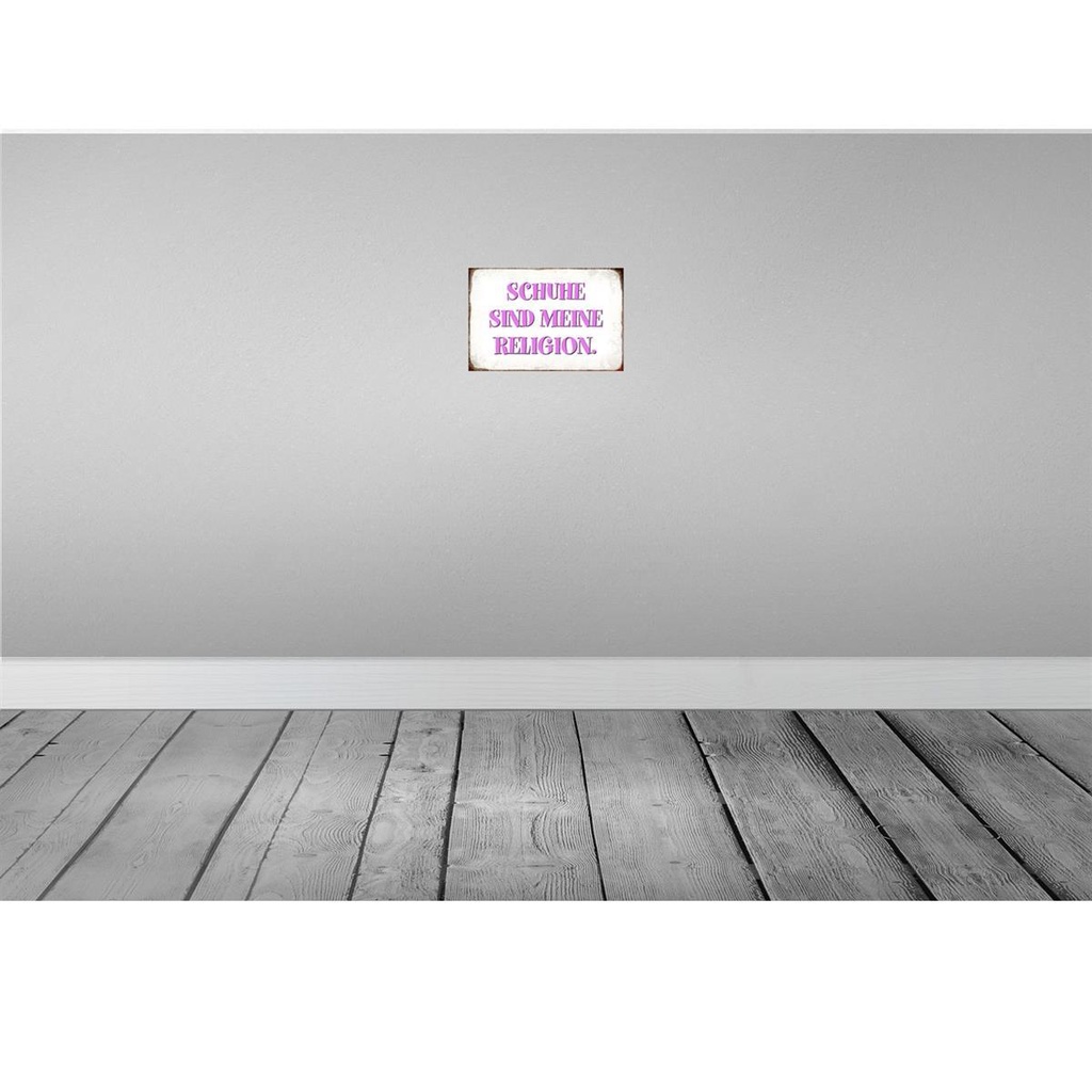 [LA-113365-2030] Blechschild 20x30 cm Schuhe sind meine Religion Spruch Zitat Bild 2