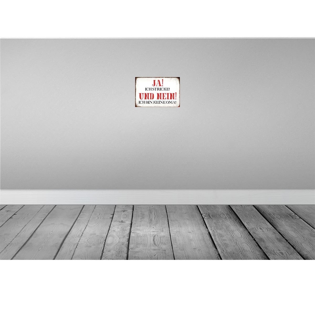[LA-113368-2030] Blechschild 20x30 cm ja ich stricke nein keine Oma Opa Spruch Zitat Bild 2
