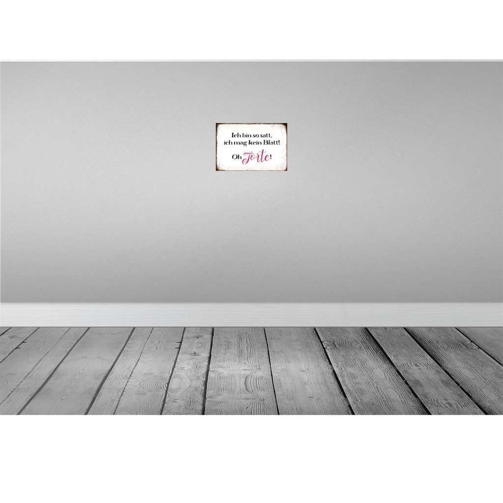[LA-113382-H] Holzschild 20x30 cm bin satt mag kein Blatt Oh Torte Bild 2