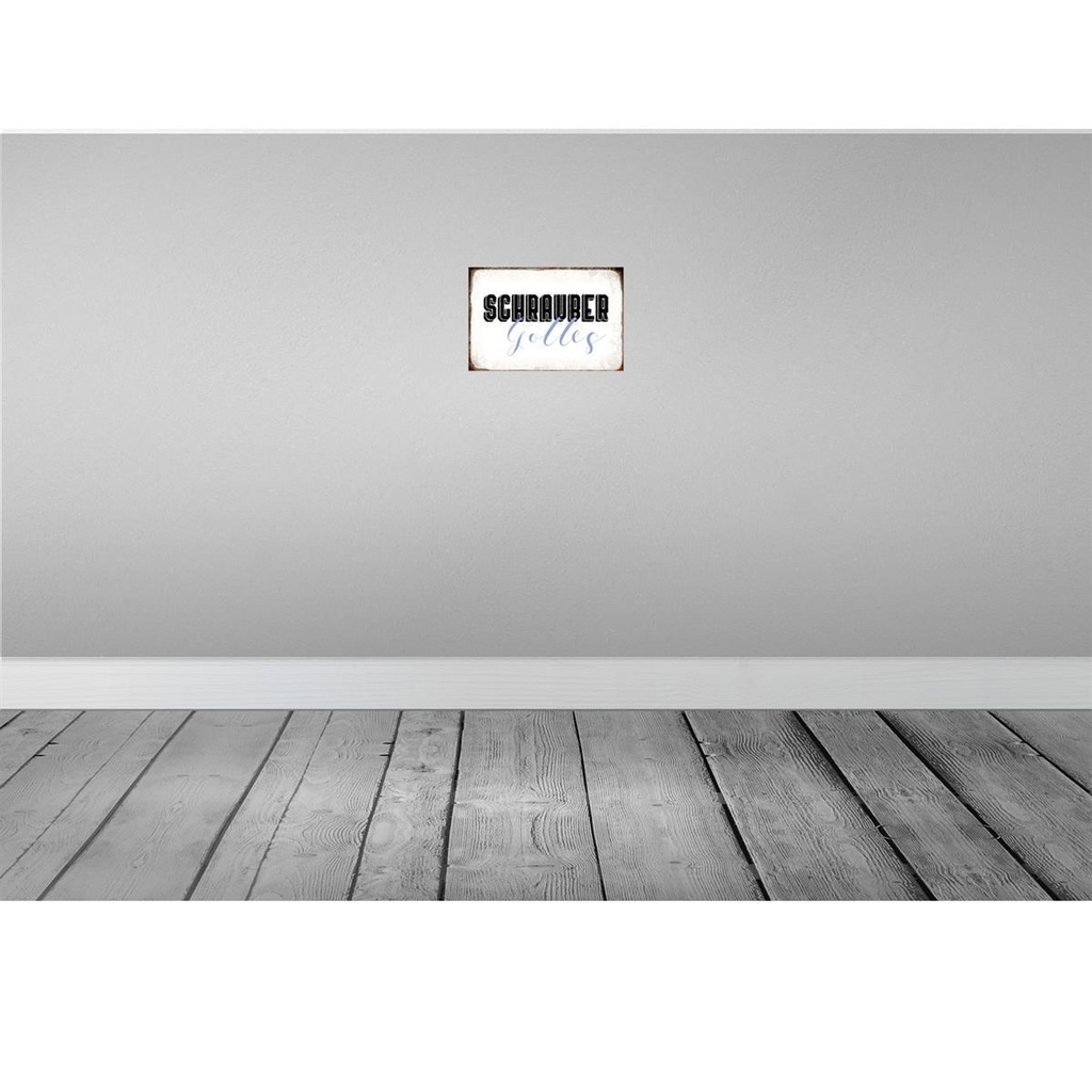[LA-113399-H] Holzschild 20x30 cm Schrauber Gottes Mechaniker Beruf Arbeit Bild 2