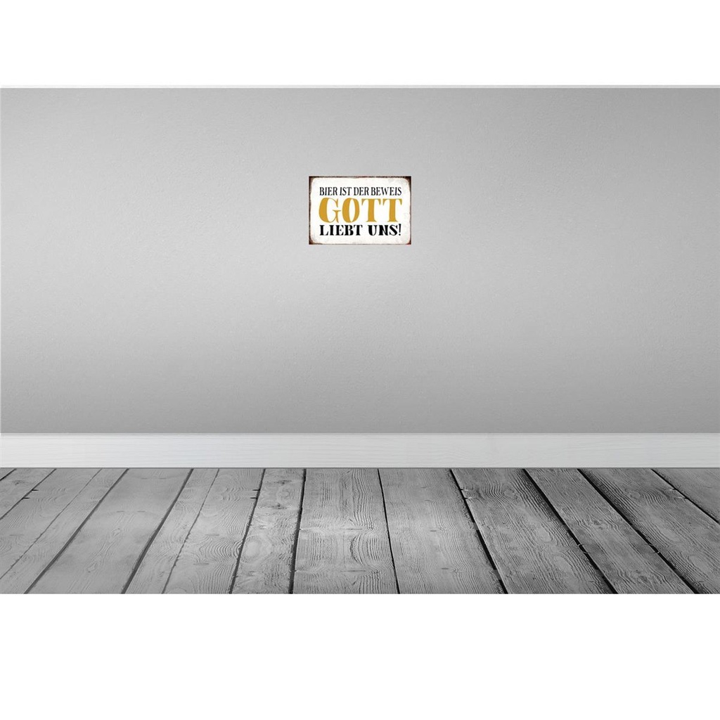 [LA-113410-H] Holzschild 20x30 cm Bier ist Beweis Gott liebt uns Bild 2