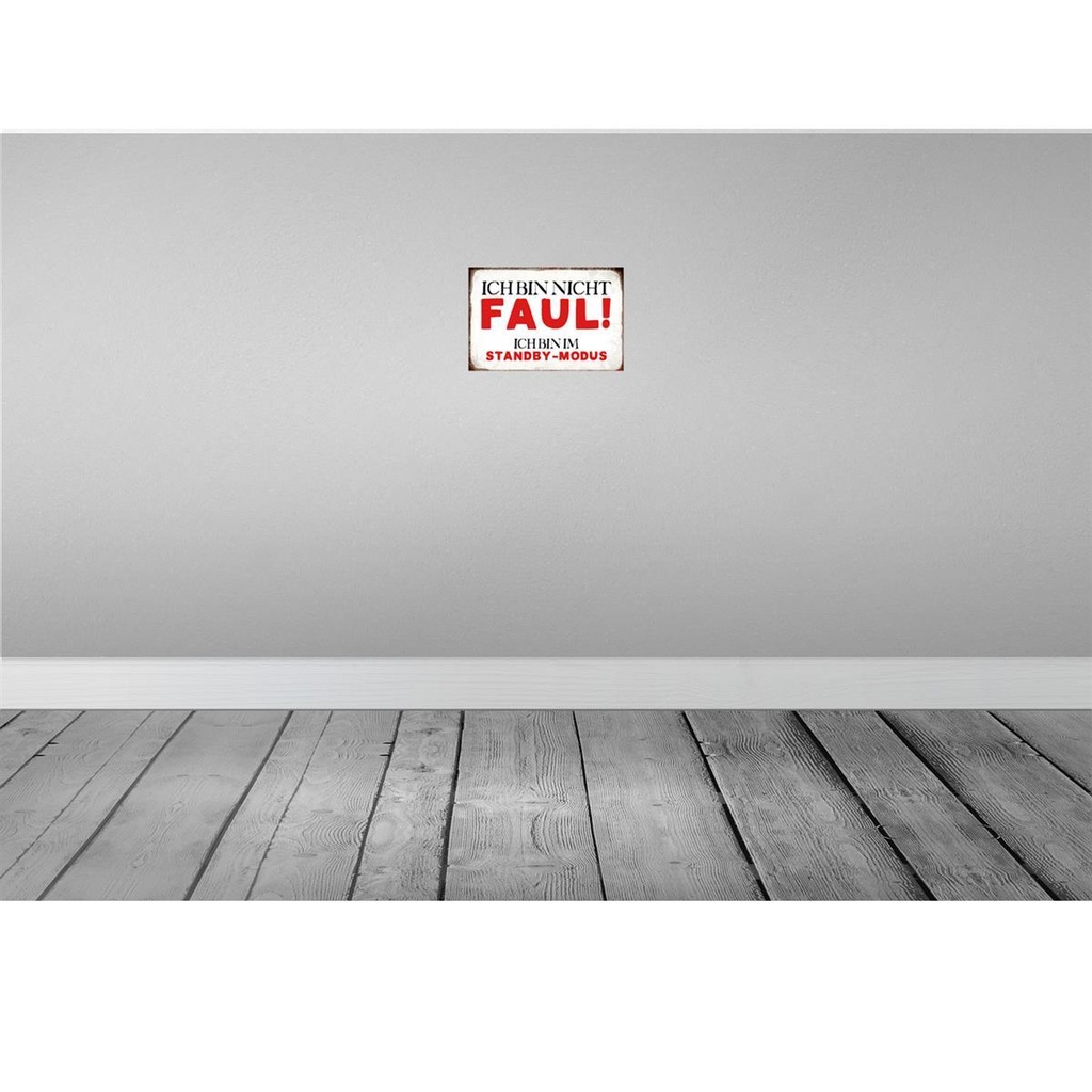 [LA-113415-H] Holzschild 20x30 cm bin nicht faul im standby Modus Bild 2