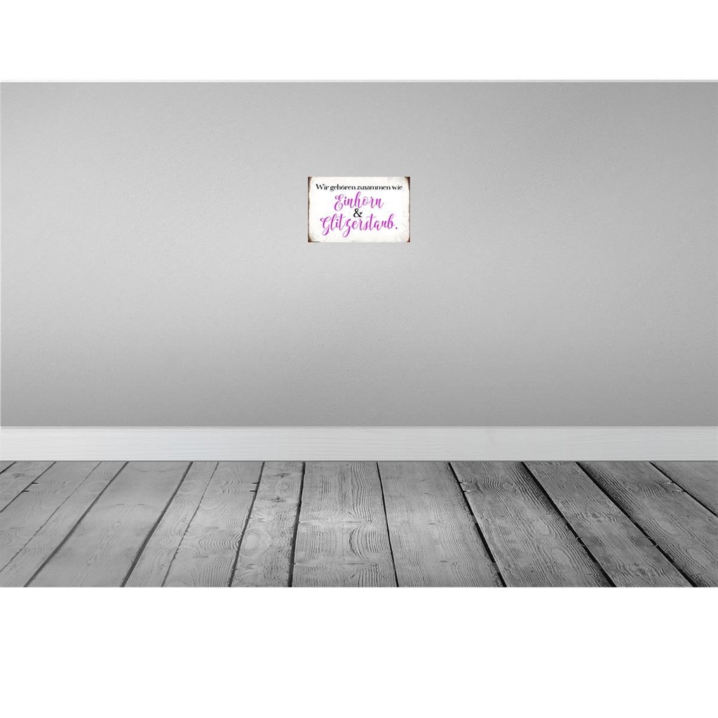 [LA-113417-H] Holzschild 20x30 cm Einhorn und Glitzerstaub Dekoration Bild 2