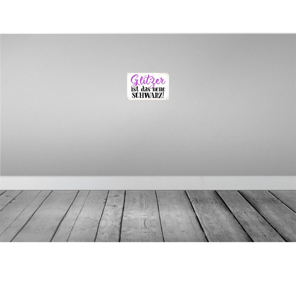 [LA-113427-H] Holzschild 20x30 cm Glitzer ist das neue schwarz Dekoration Bild 2