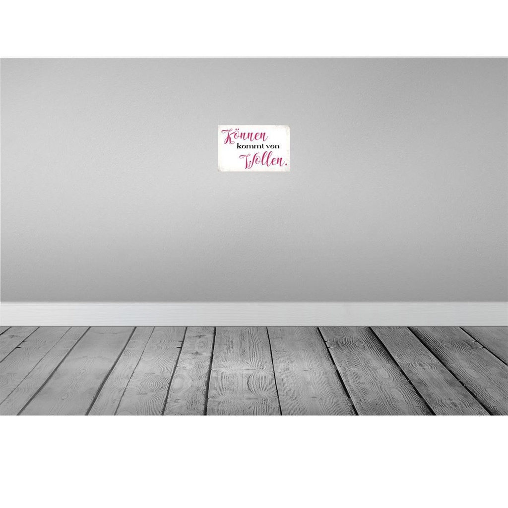 [LA-113432-2030] Blechschild 20x30 cm Können kommt von Wollen Spruch Zitat Bild 2