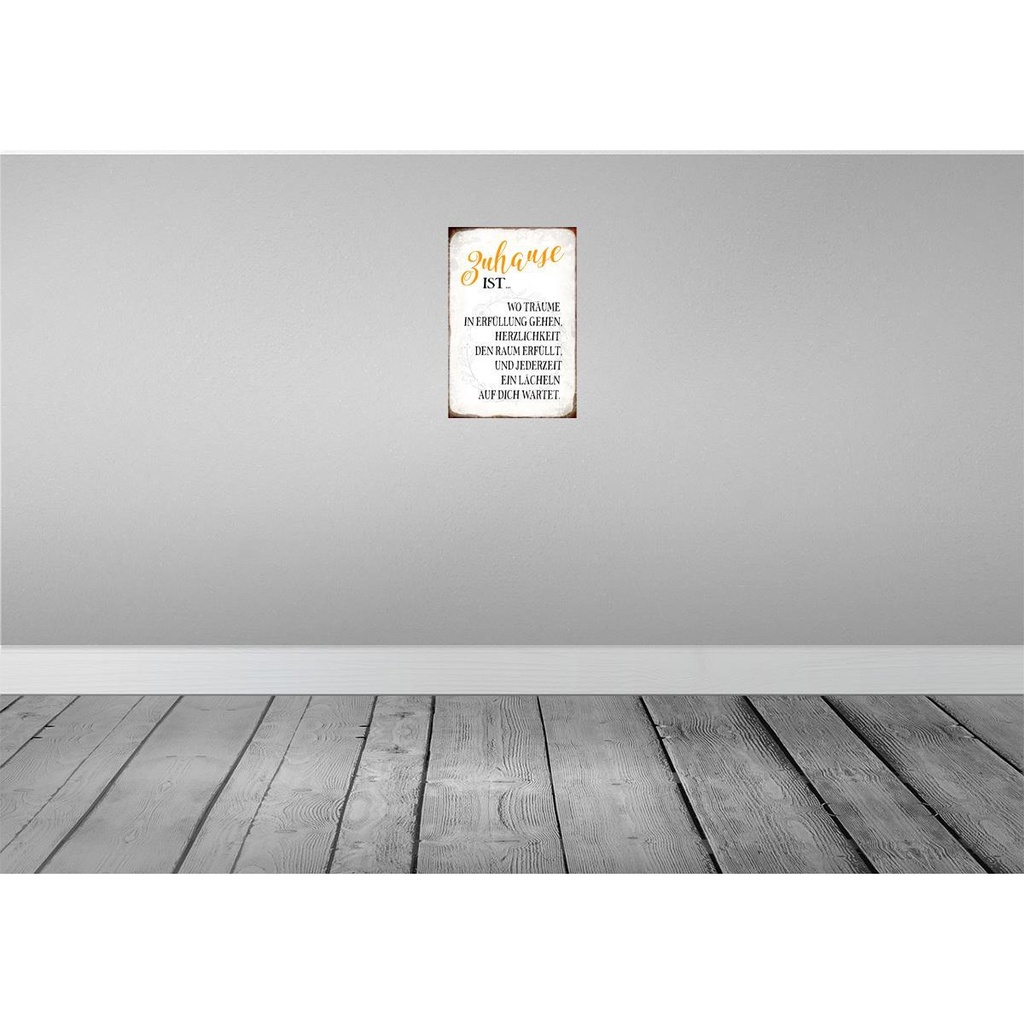 [LA-113479-2030] Blechschild 30x20 cm Zuhause ist wo Träume Lächeln Geschenk Bild 2