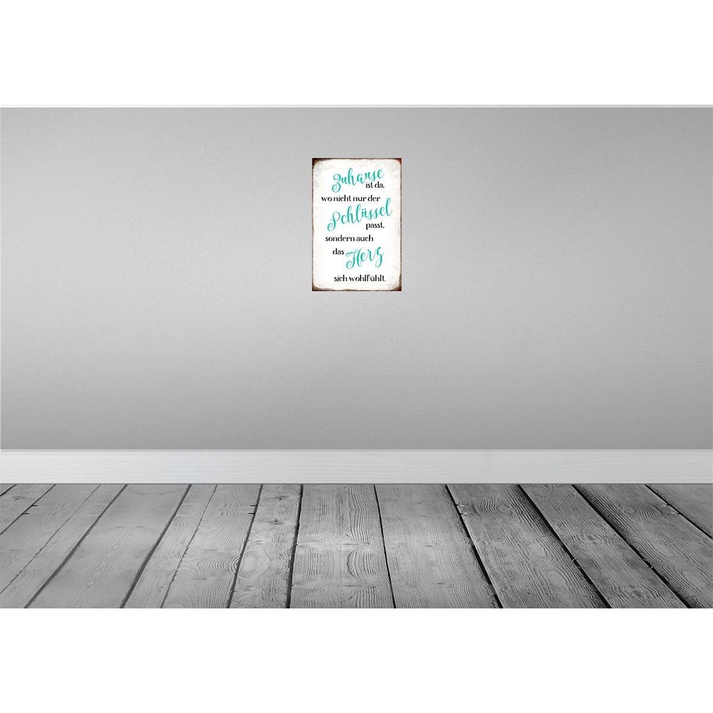 [LA-113485-2030] Blechschild 30x20 cm Zuhause wo Herz sich wohlfühlt Spruch Zitat Bild 2