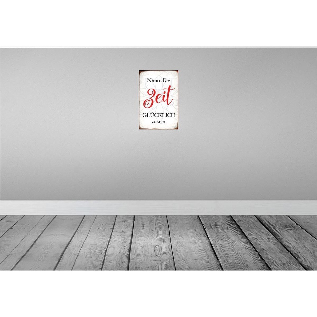 [LA-113488-H] Holzschild 30x20 cm nimm dir Zeit glücklich zu sein Spruch Zitat Bild 2