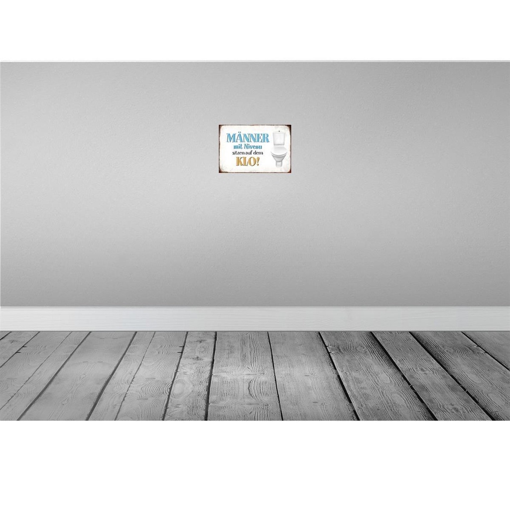 [LA-113503-H] Holzschild 20x30 cm Männer mit Niveau sitzen auf Klo Spruch Zitat Bild 2