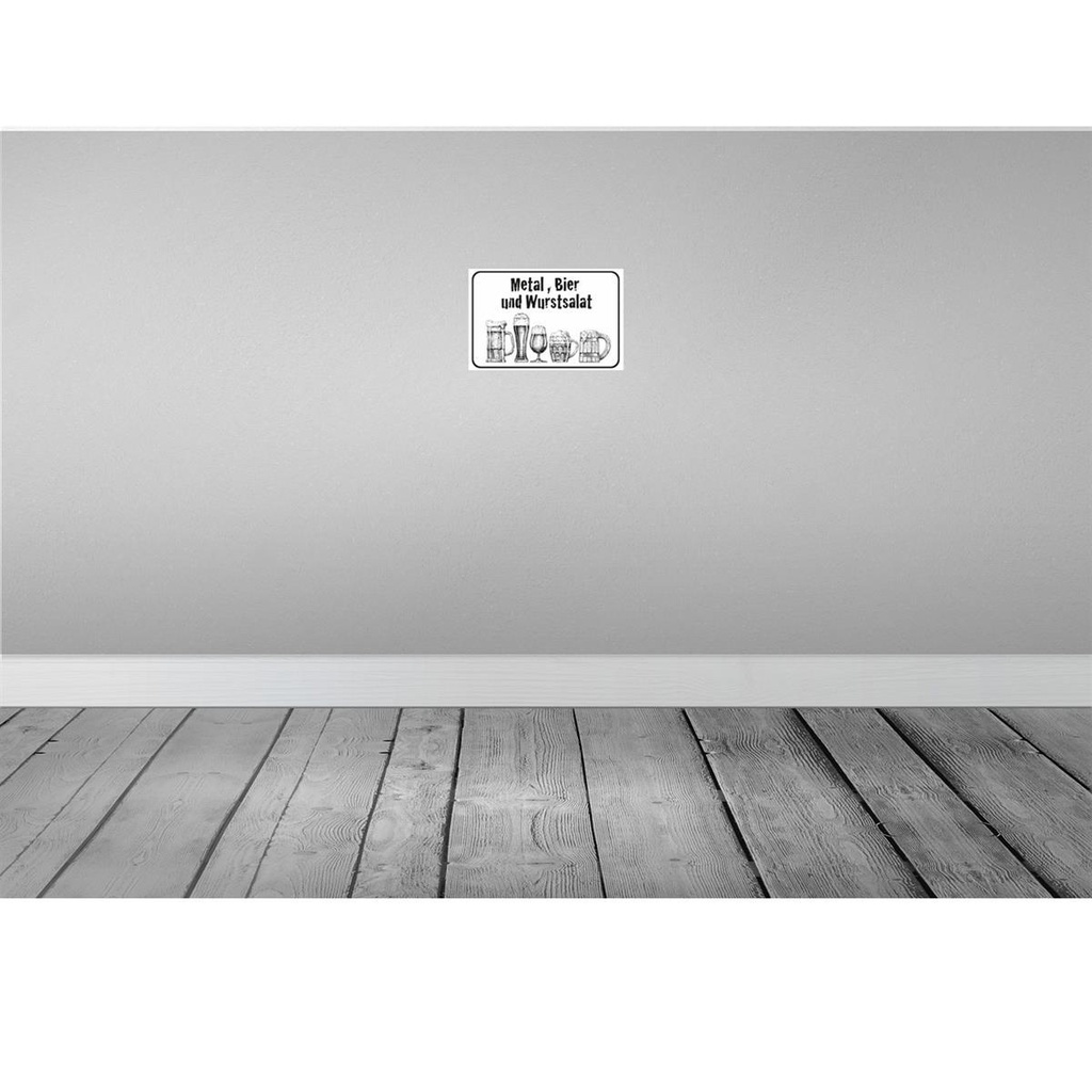 [LA-113513-H] Holzschild 20x30 cm Bier und Wurstsalat Essen Trinken Bild 2