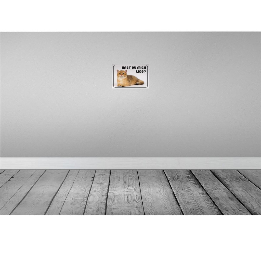 [LA-113517-2030] Blechschild 20x30 cm Katze hast du mich lieb? Tier Haustier Bild 2