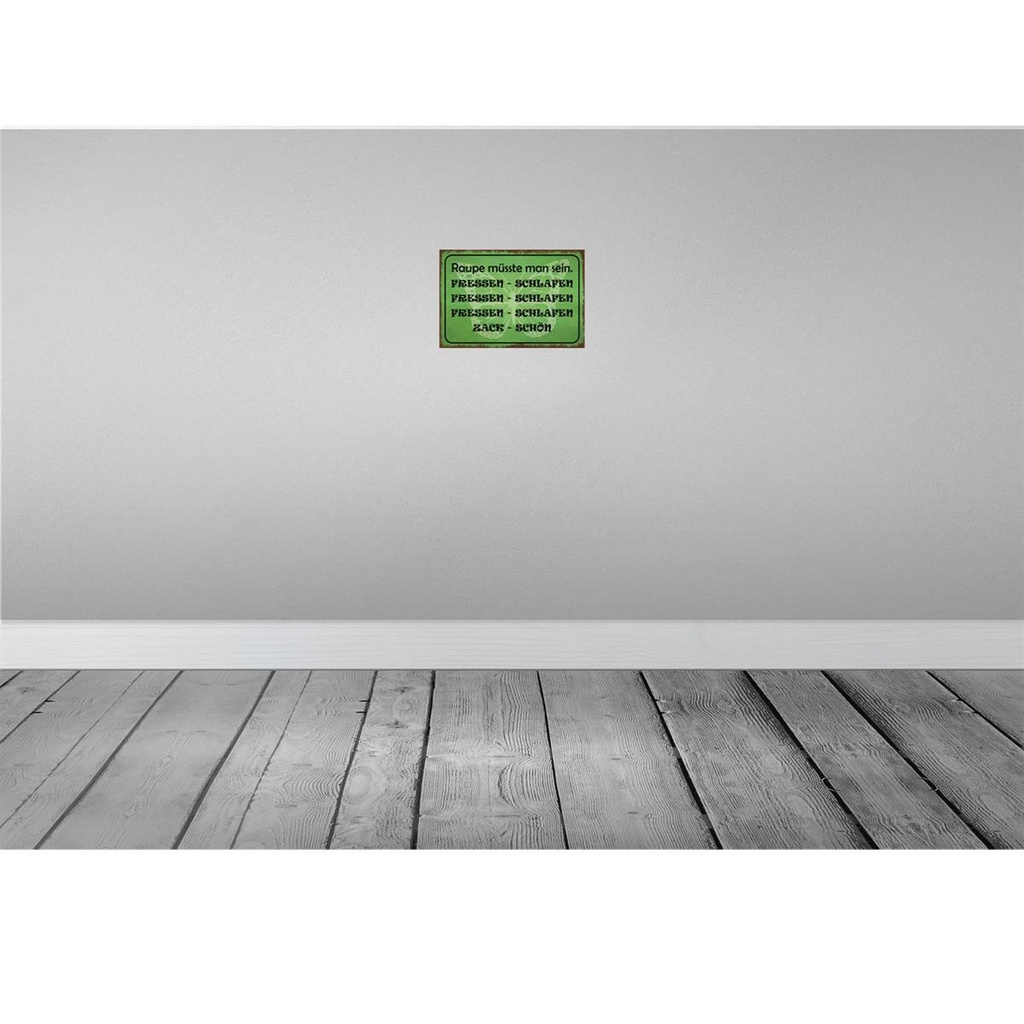 [LA-113567-H] Holzschild 20x30 cm Raupe sein fressen schlafen Dekoration Bild 2
