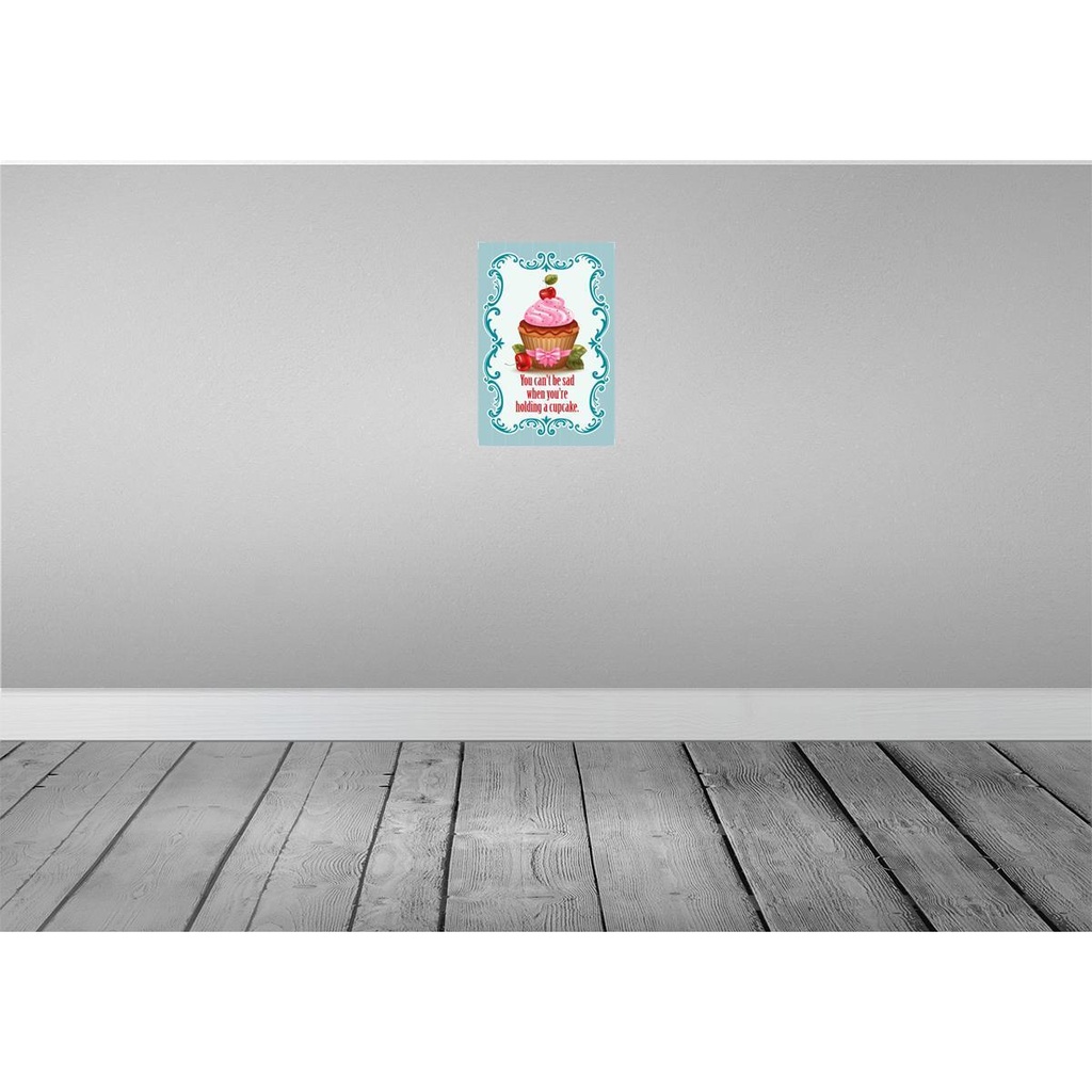 [LA-113604-H] Holzschild 30x20 cm Essen Cupcake aou can´t be sad when Trinken Bild 2