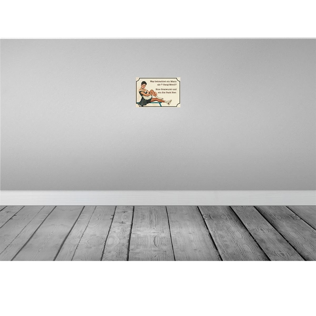 [LA-113623-2030] Blechschild 20x30 cm 7-Gang-Menü Mann Wurst Bier Essen Trinken Bild 2