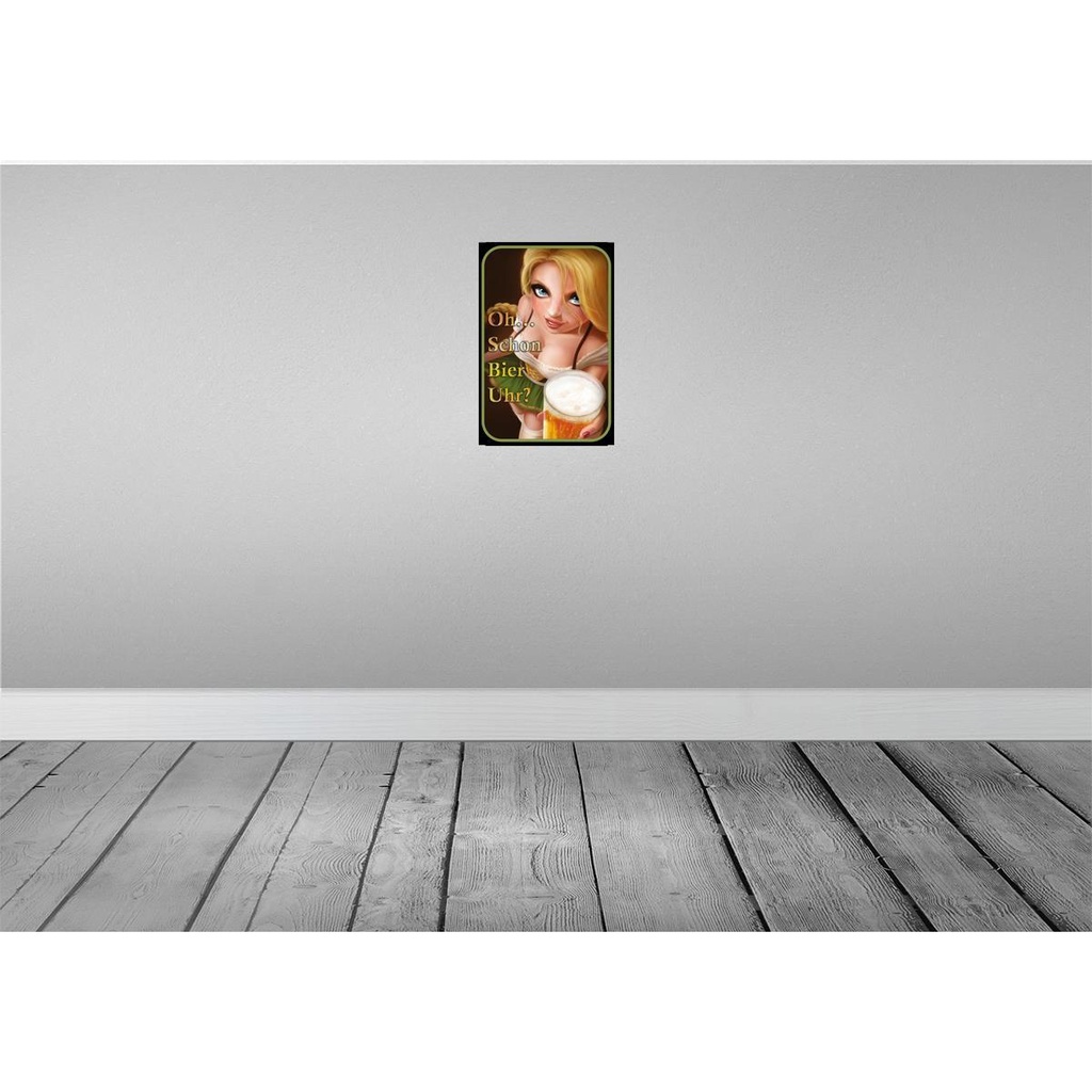 [LA-113624-H] Holzschild 30x20 cm Pinup Oh schon Bier Uhr ? Pin Up Bild 2