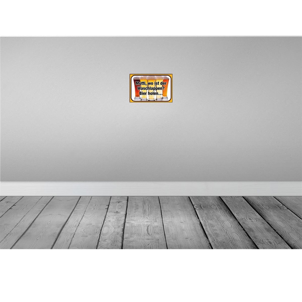 [LA-113637-2030] Blechschild 20x30 cm Bier Mutti wo Waschlappen holen Spruch Zitat Bild 2