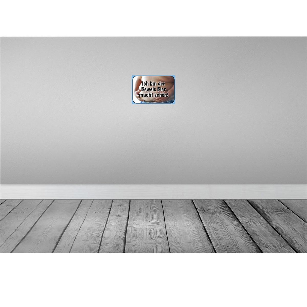 [LA-113638-2030] Blechschild 20x30 cm bin Beweis Bier macht schön Essen Trinken Bild 2