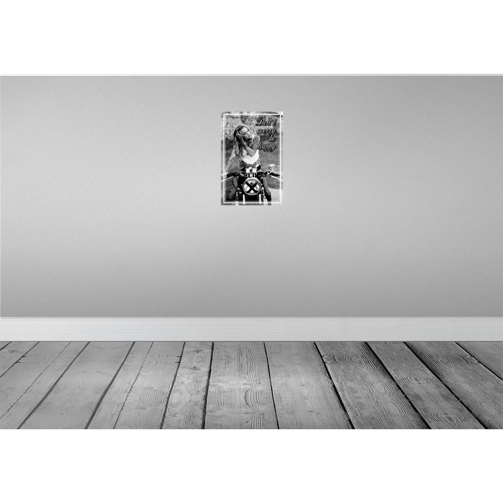 [LA-113663-H] Holzschild 30x20 cm Motorrad Bike Girl don´t worry happy Auto Garage Werkstatt Bild 2