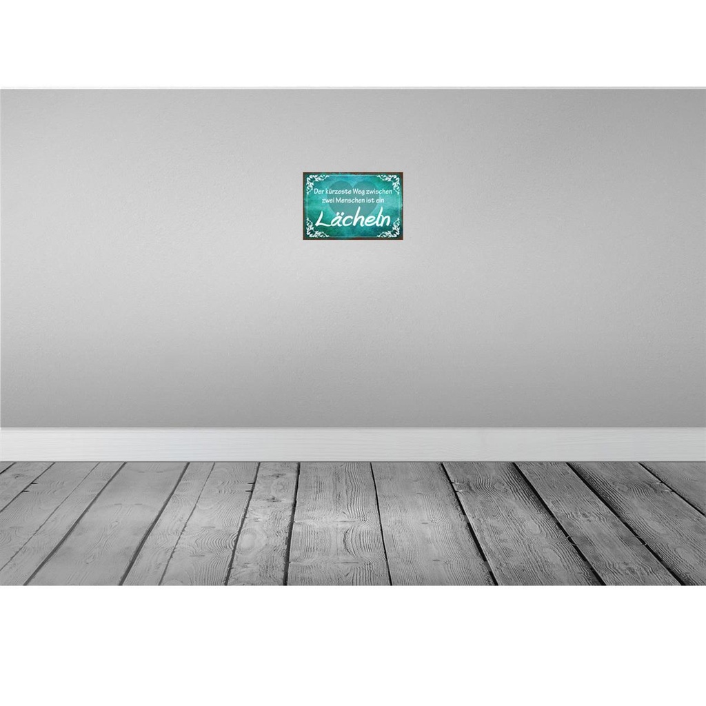 [LA-113687-2030] Blechschild 20x30 cm der kürzeste Weg ist Lächeln Dekoration Spruch Zitat Bild 2