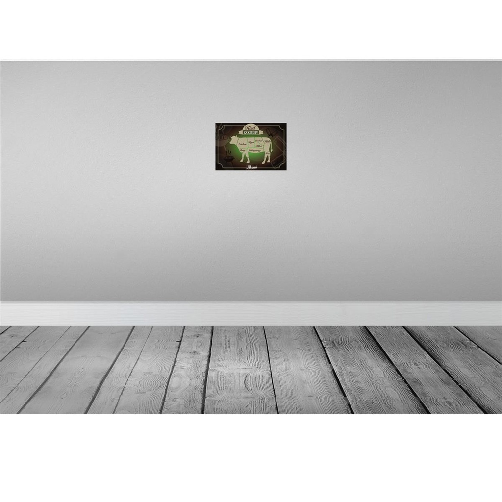 [LA-113699-H] Holzschild 20x30 cm Fleisch Schnitte Rind exklusiv Menü Essen Trinken Bild 2