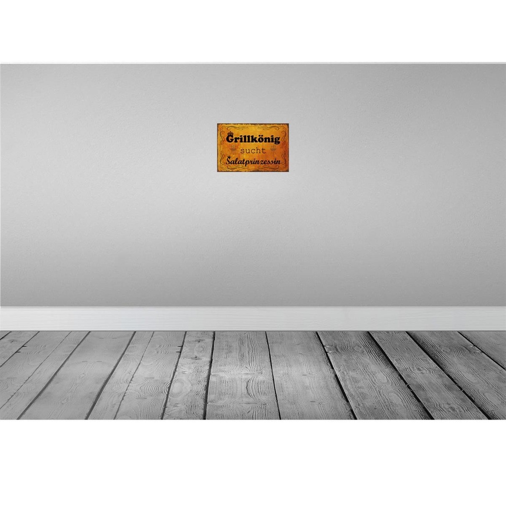 [LA-113705-2030] Blechschild 20x30 cm Grillkönig Salatprinzessin Essen Trinken Bild 2
