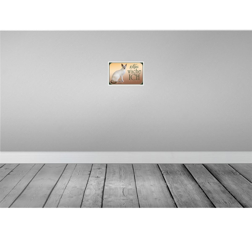 [LA-113746-H] Holzschild 20x30 cm Katze Balinesenkatze hier wache ich Tier Haustier Bild 2