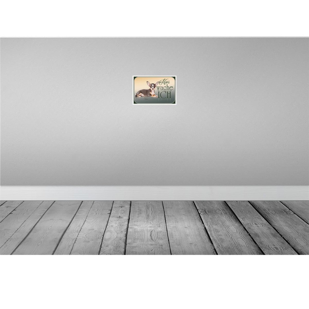 [LA-113751-H] Holzschild 20x30 cm Hund Welsh Corgi hier wache ich Tier Haustier Bild 2