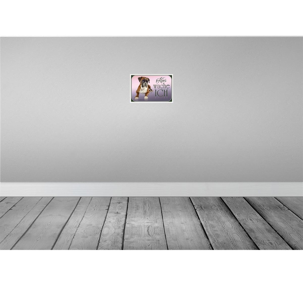 [LA-113754-H] Holzschild 20x30 cm Hund Deutscher Boxer hier wache ich Tier Haustier Bild 2