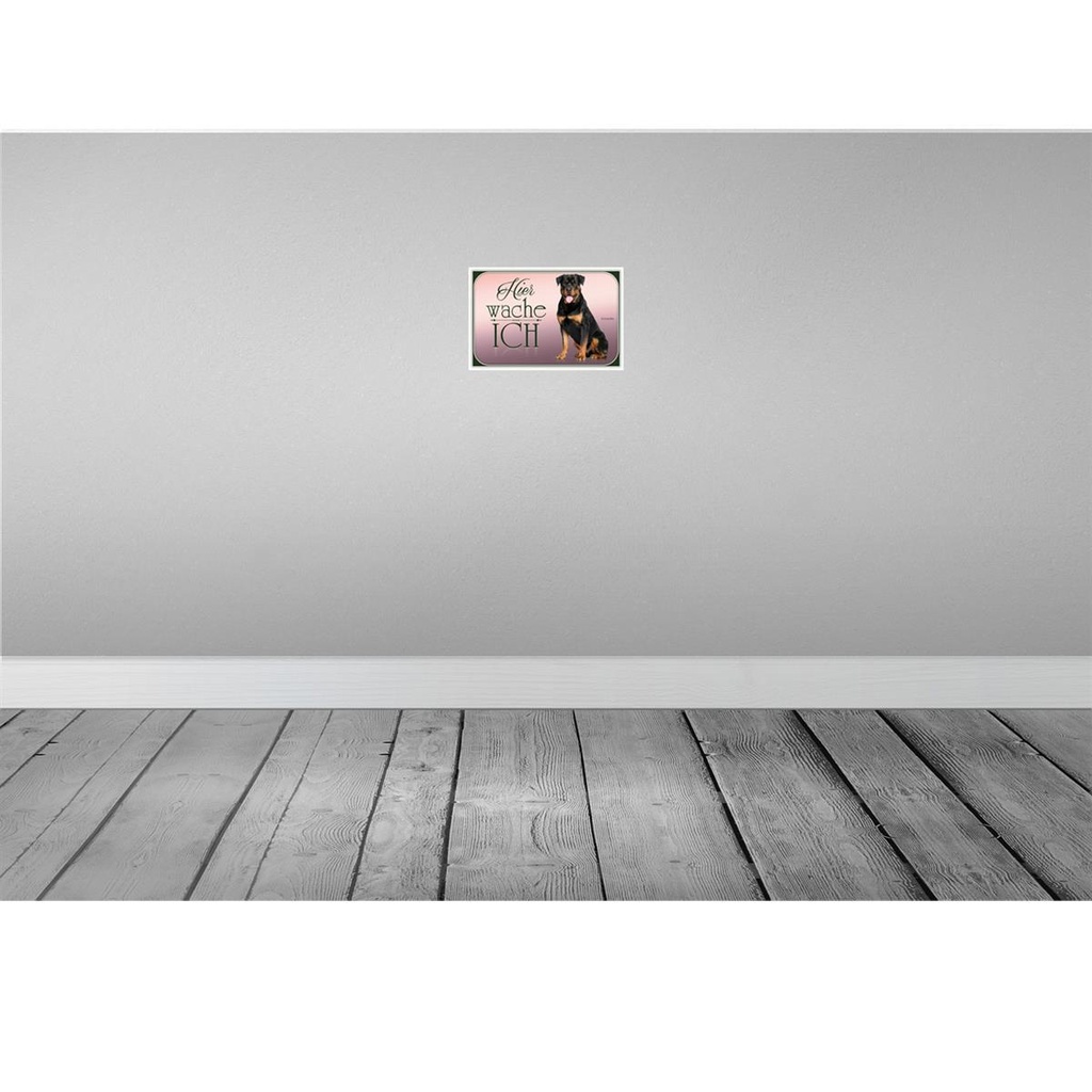 [LA-113756-H] Holzschild 20x30 cm Hund Rottweiler hier wache ich Tier Haustier Bild 2