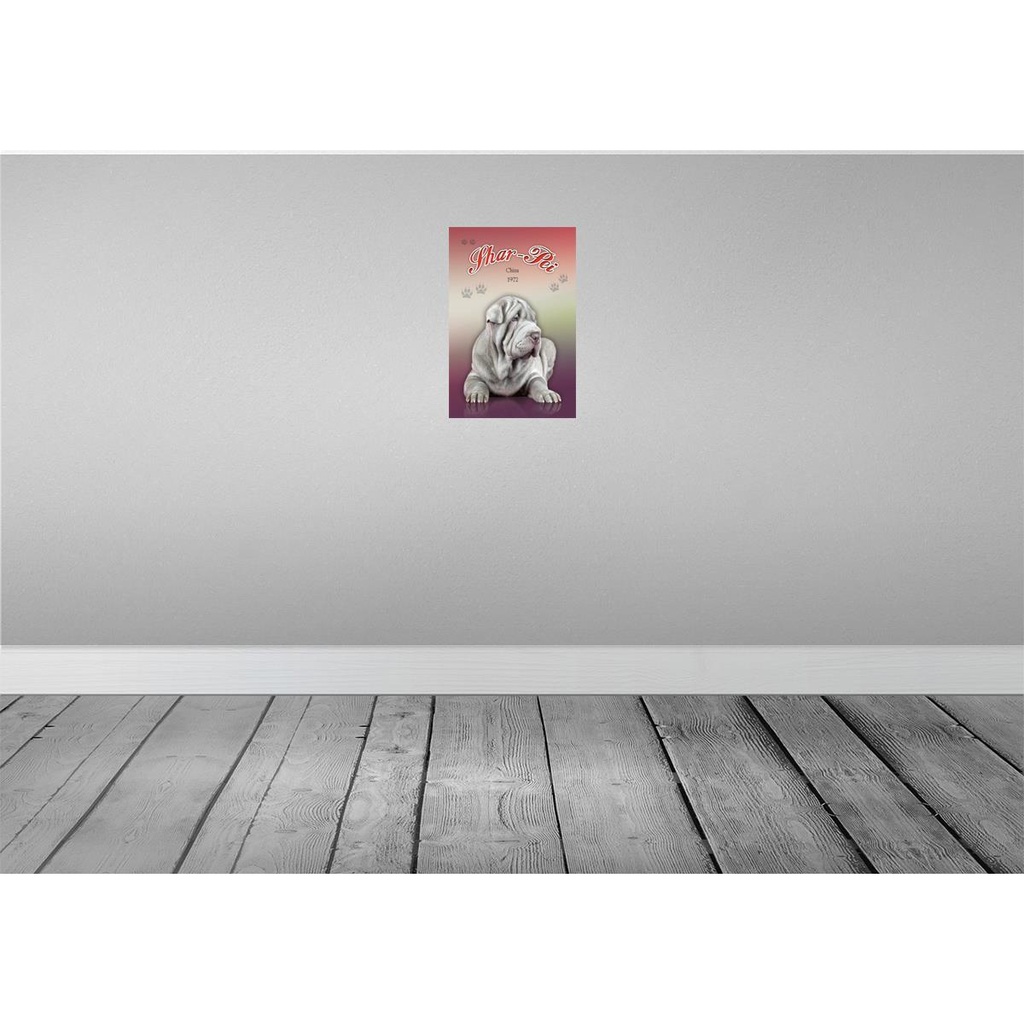 [LA-113772-H] Holzschild 30x20 cm Hund Shar-Pei China 1972 Tier Haustier Bild 2