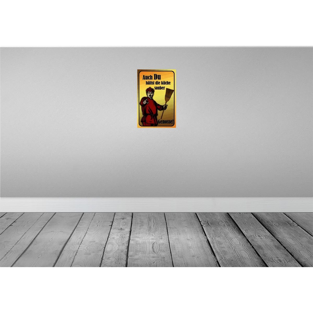 [LA-113866-H] Holzschild 30x20 cm Du hälst Küche sauber Genosse Kochen Bild 2