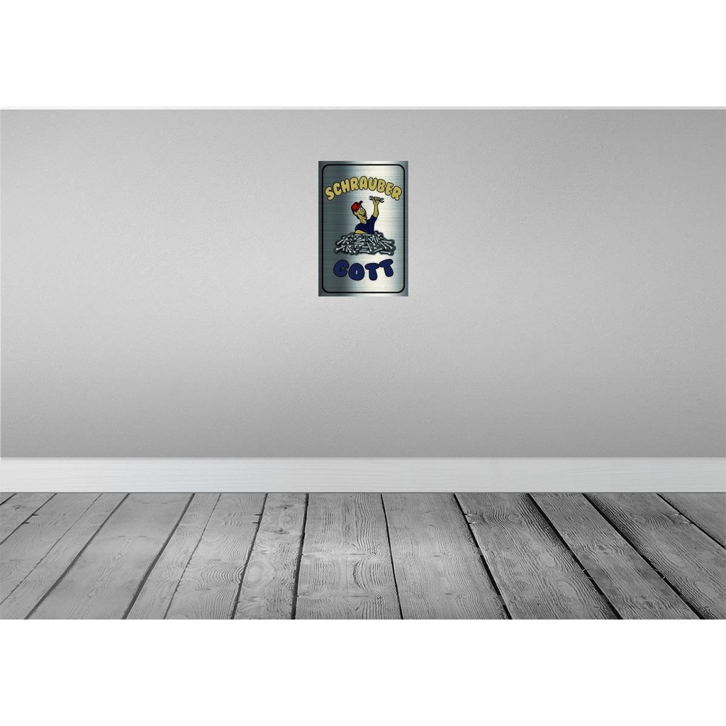 [LA-113886-H] Holzschild 30x20 cm Schrauber Gott Werkzeug Beruf Arbeit Bild 2