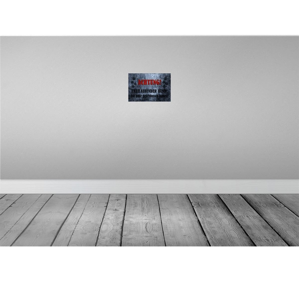[LA-113903-2030] Blechschild 20x30 cm Achtung freilaufender Hund Warnschild Hinweisschild Sicherheit Vorsicht Bild 2