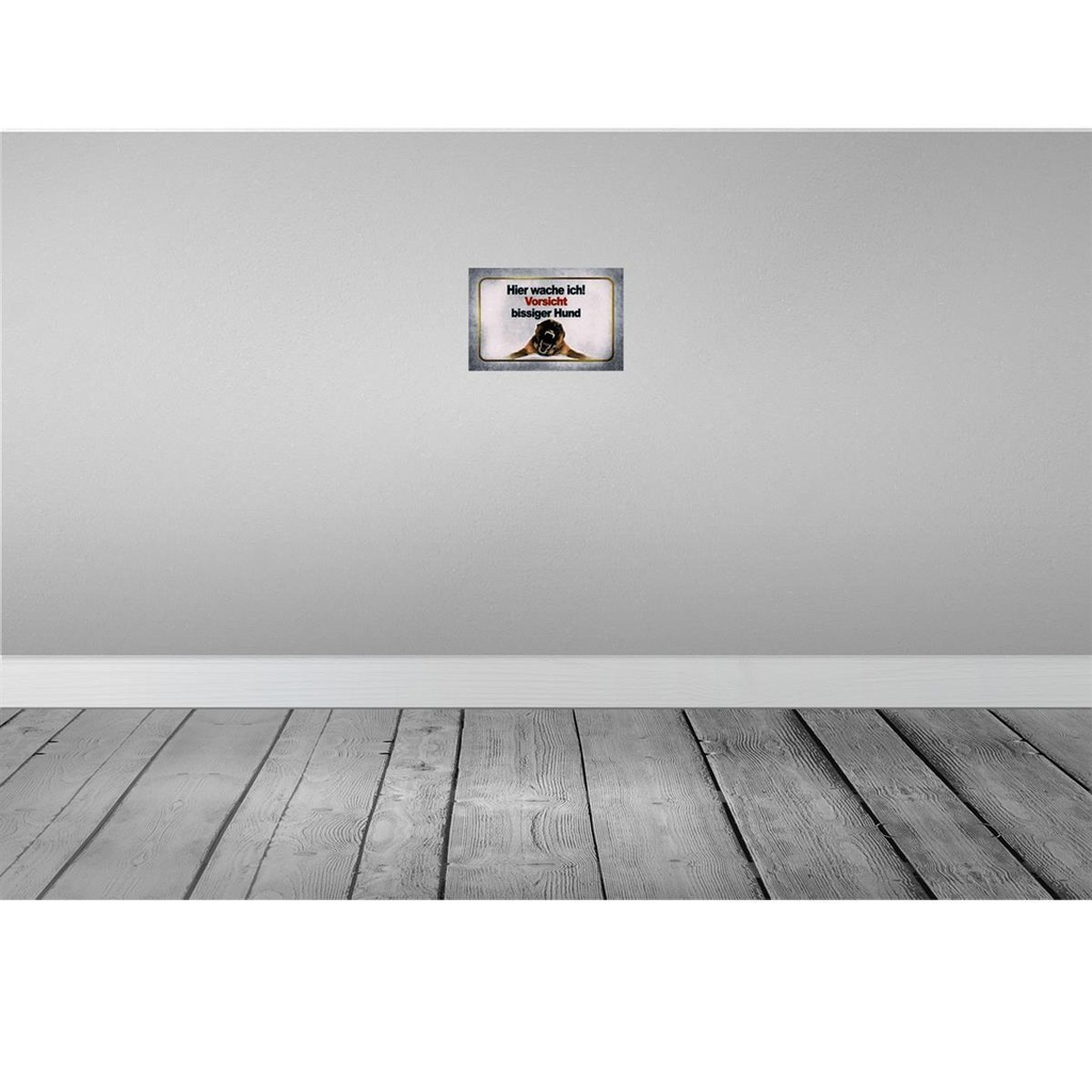 [LA-113908-H] Holzschild 20x30 cm Vorsicht bissiger Hund Tier Haustier Bild 2