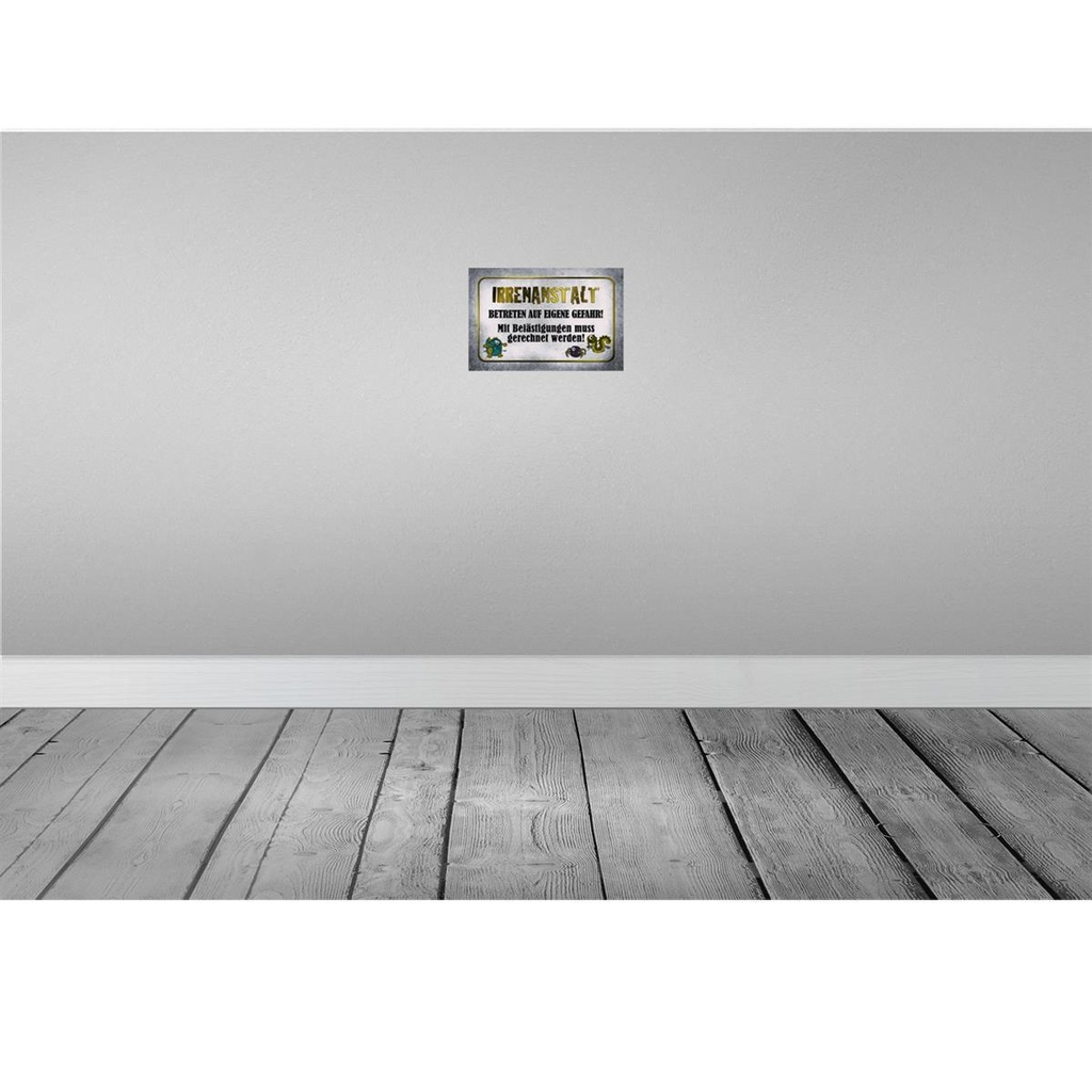 [LA-113911-H] Holzschild 20x30 cm Irrenanstalt betreten Gefahr Warnschild Hinweisschild Bild 2