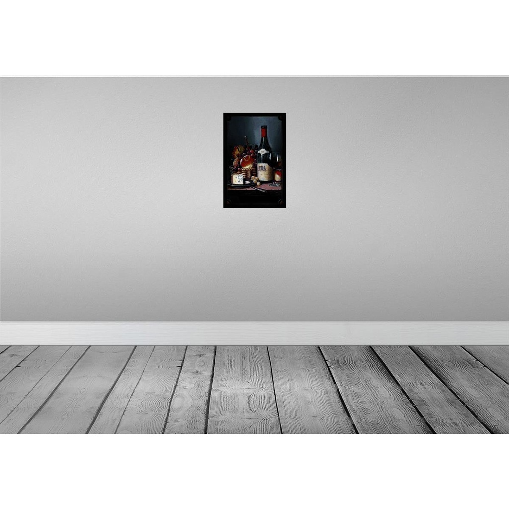 [LA-113929-2030] Blechschild 30x20 cm Kunst Stillleben Rotwein Käse Obst Essen Trinken Bild 2