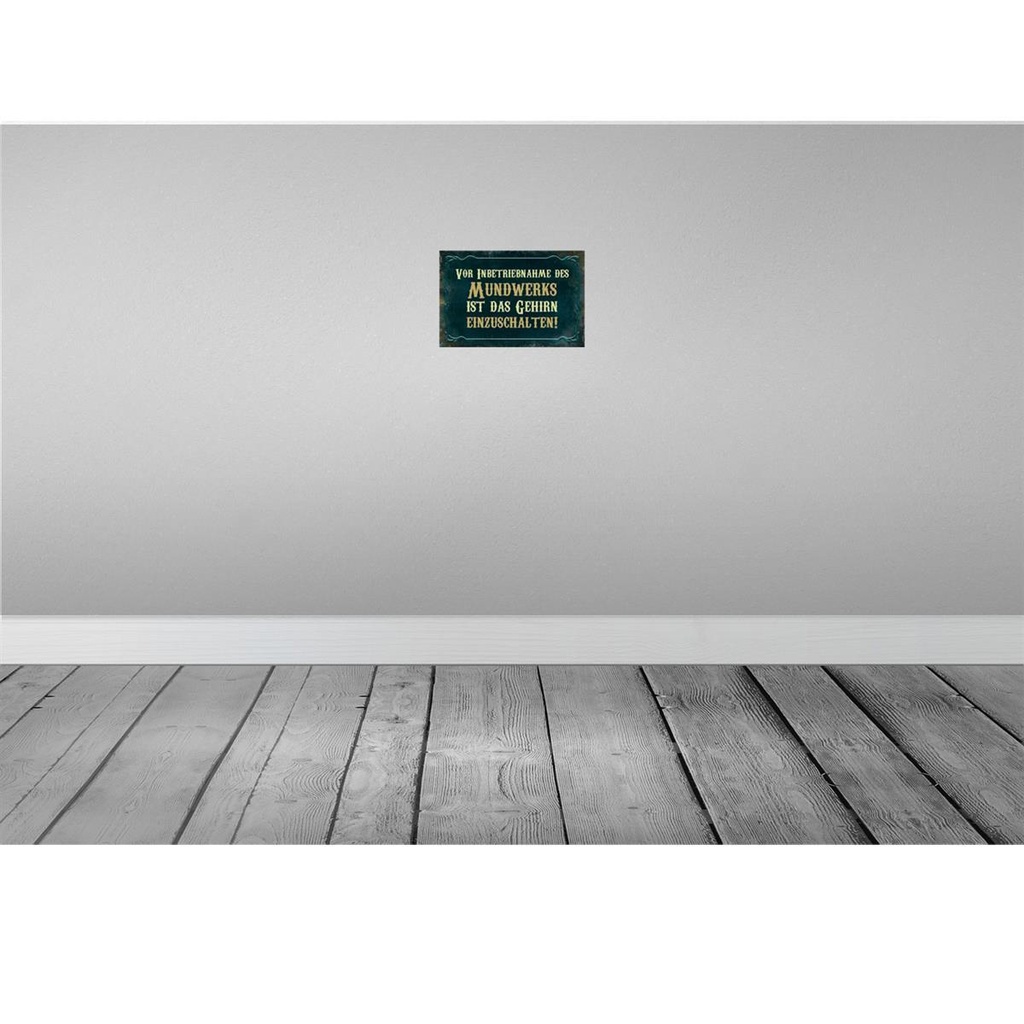 [LA-113978-H] Holzschild 20x30 cm Vor Inbetriebnahme des Mundwerks Spruch Zitat Bild 2