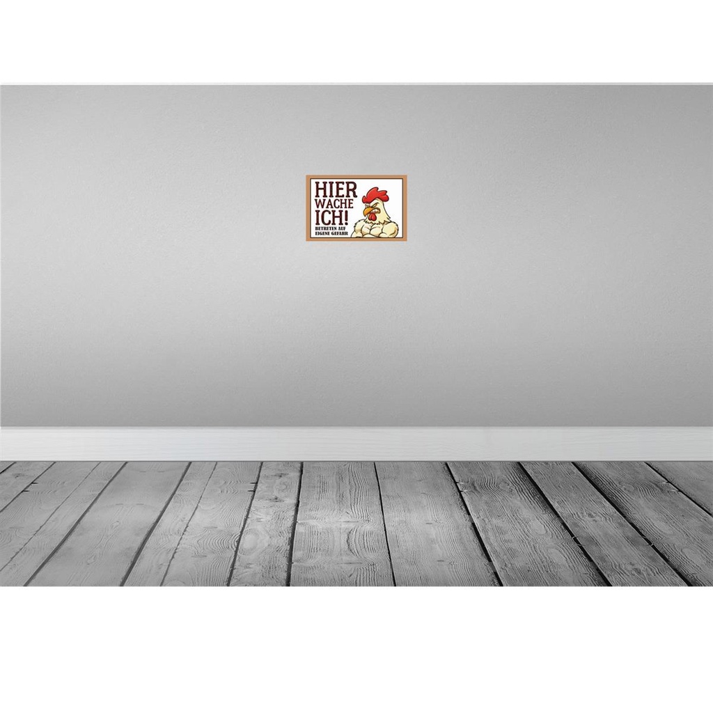 [LA-114008-2030] Blechschild 20x30 cm Huhn hier wache ich betreten Tier Haustier Bild 2