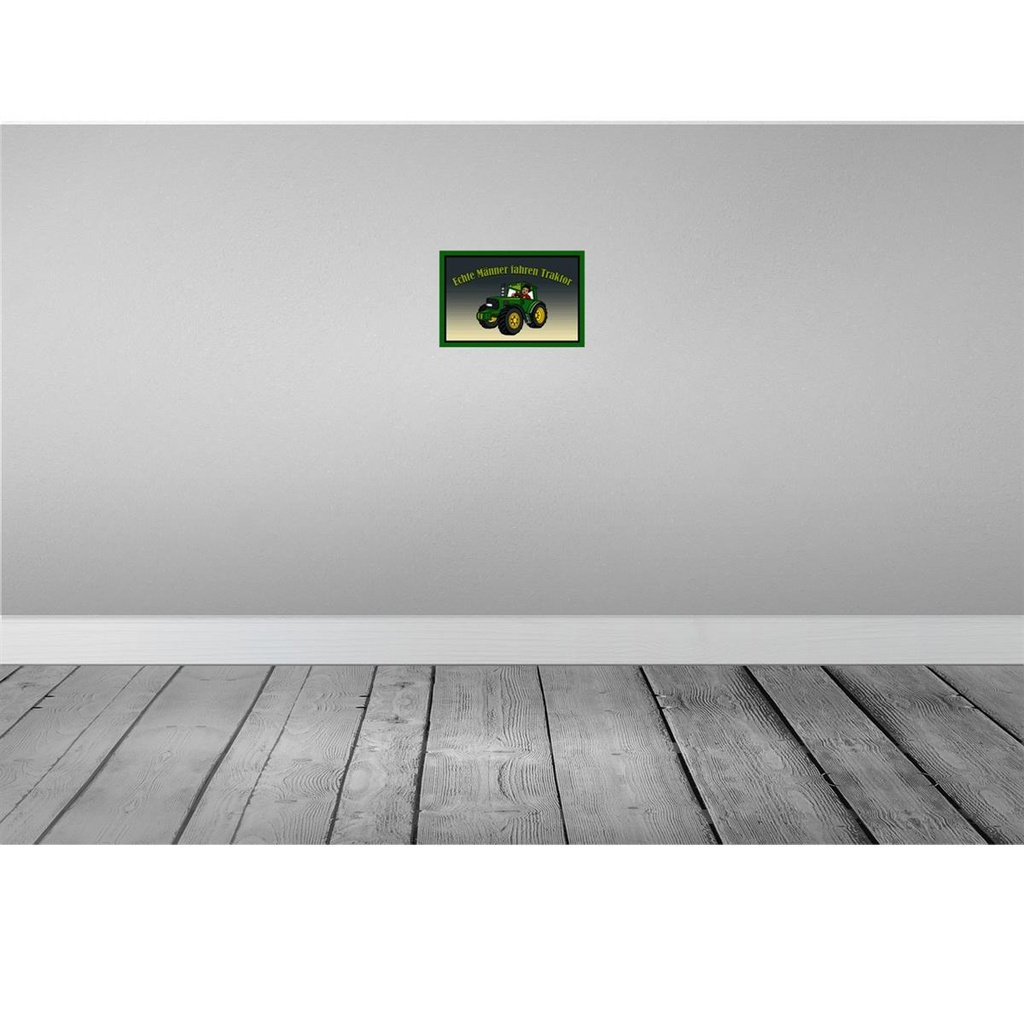 [LA-114027-H] Holzschild 20x30 cm echte Männer fahren Traktor Frauen Bild 2