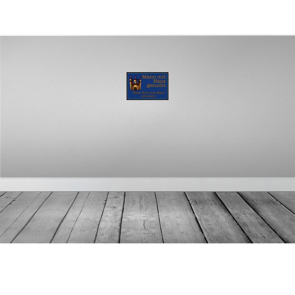 [LA-114049-H] Holzschild 20x30 cm Mann mit Haus gesucht biite Bild Spruch Zitat Bild 2
