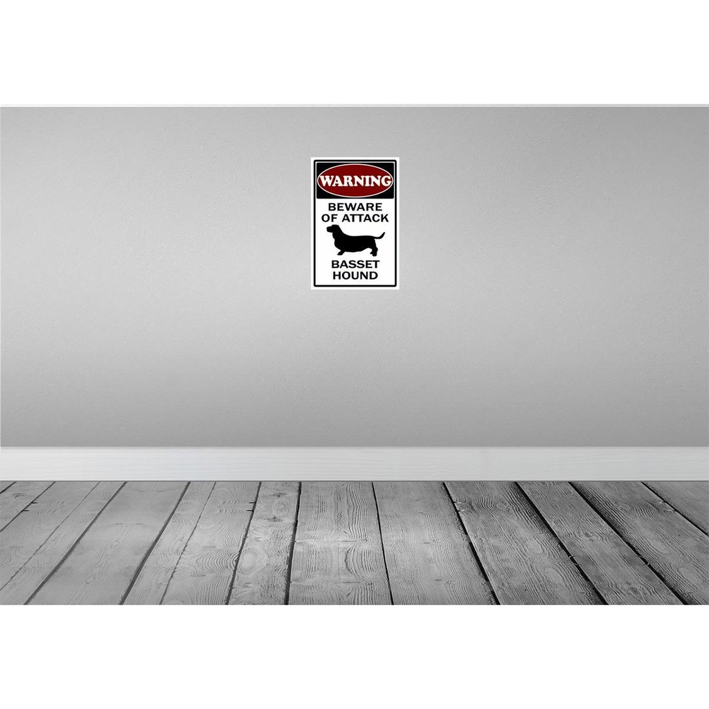[LA-114092-H] Holzschild 30x20 cm beware of attack Basset Hound Warnschild Hinweisschild Bild 2