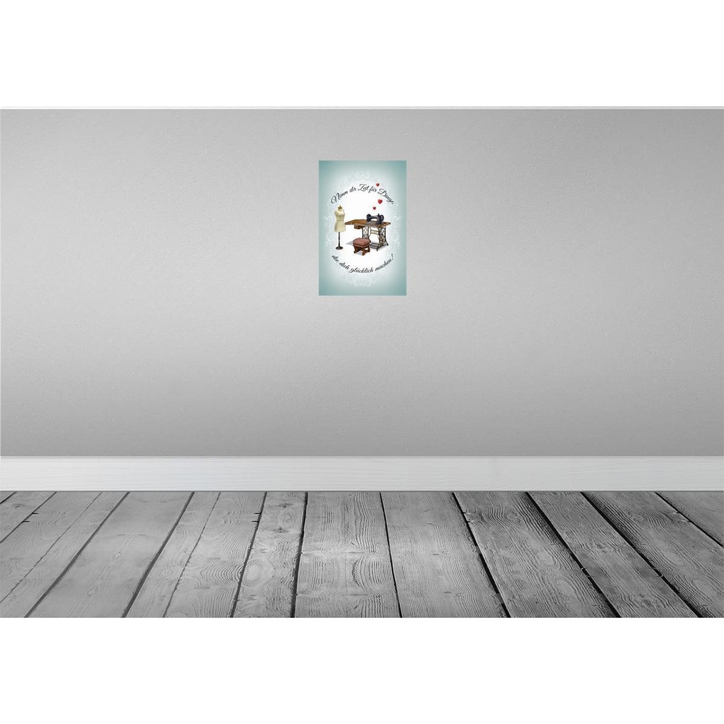 [LA-114112-2030] Blechschild 30x20 cm Nähen macht dich glücklich Sport Hobby Spruch Zitat Bild 2