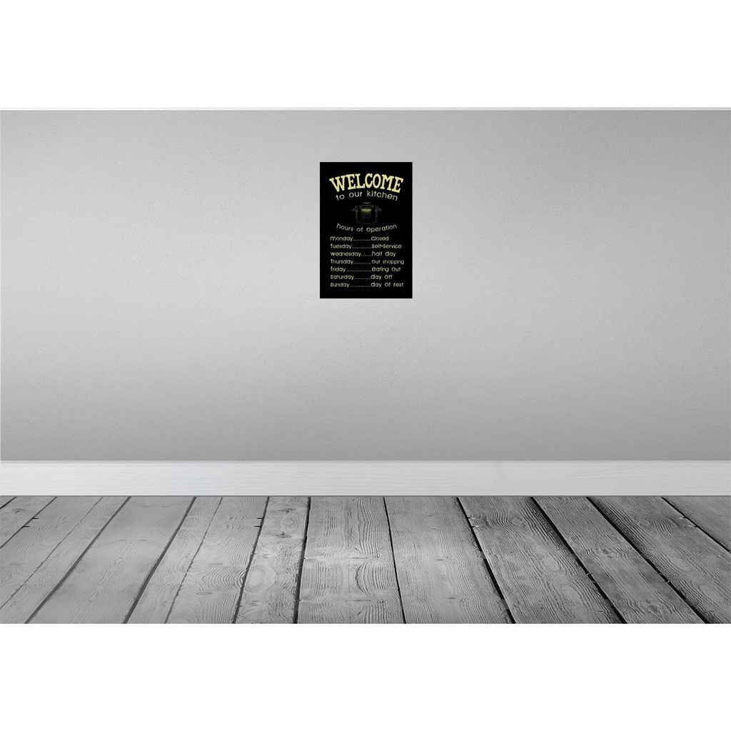 [LA-114133-H] Holzschild 30x20 cm Welcome to our kitchen hours Küche Kochen Bild 2