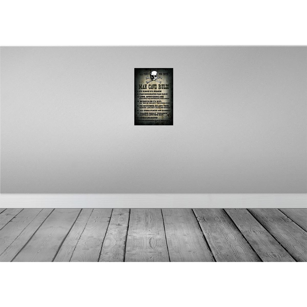 [LA-114139-H] Holzschild 30x20 cm Man cave rules wine spritzers Männer Frauen Bild 2