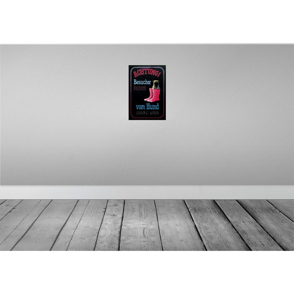 [LA-114147-2030] Blechschild 30x20 cm Achtung muss vom Hund genehmigt Spruch Zitat Bild 2