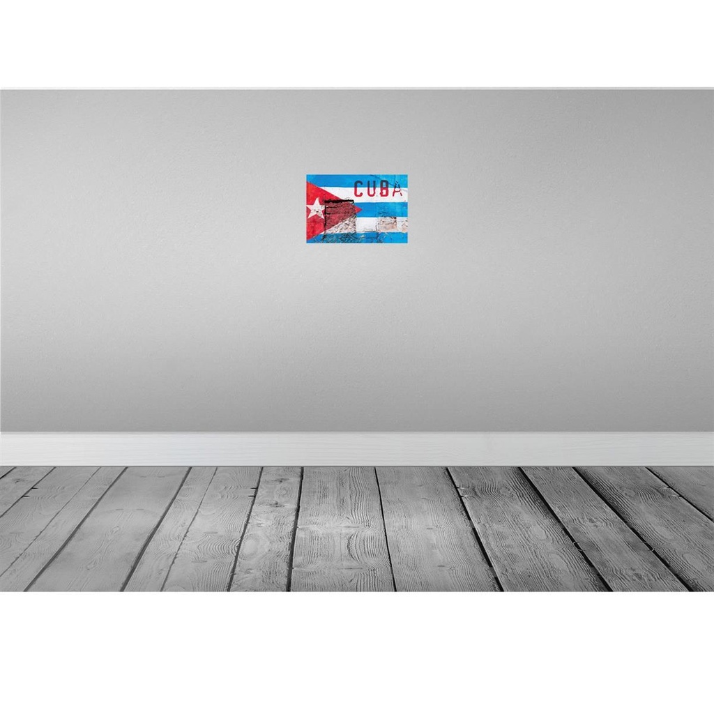 [LA-114165-H] Holzschild 20x30 cm Cuba Fahne auf eine Mauer Flagge Wappen Bild 2