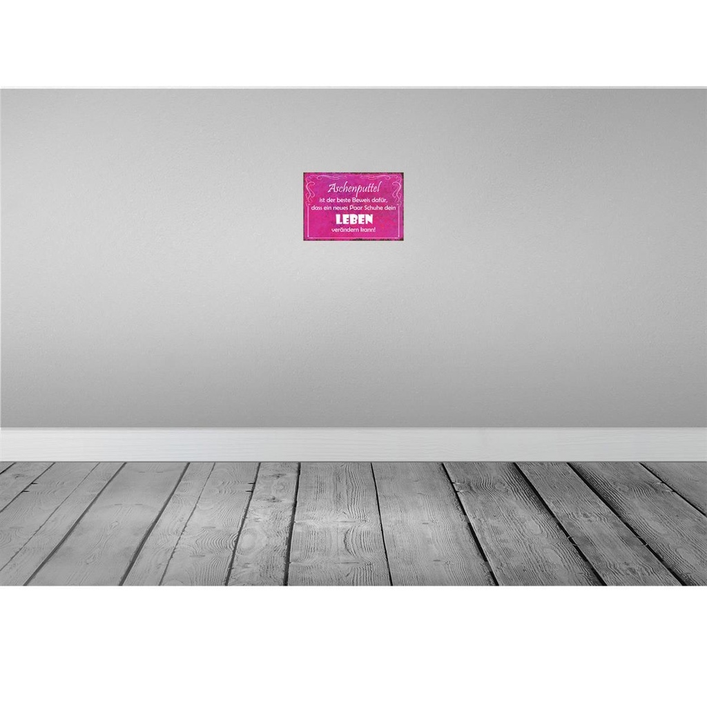 [LA-114217-2030] Blechschild 20x30 cm Aschenputtel Schuhe ändern Leben Spruch Zitat Bild 2