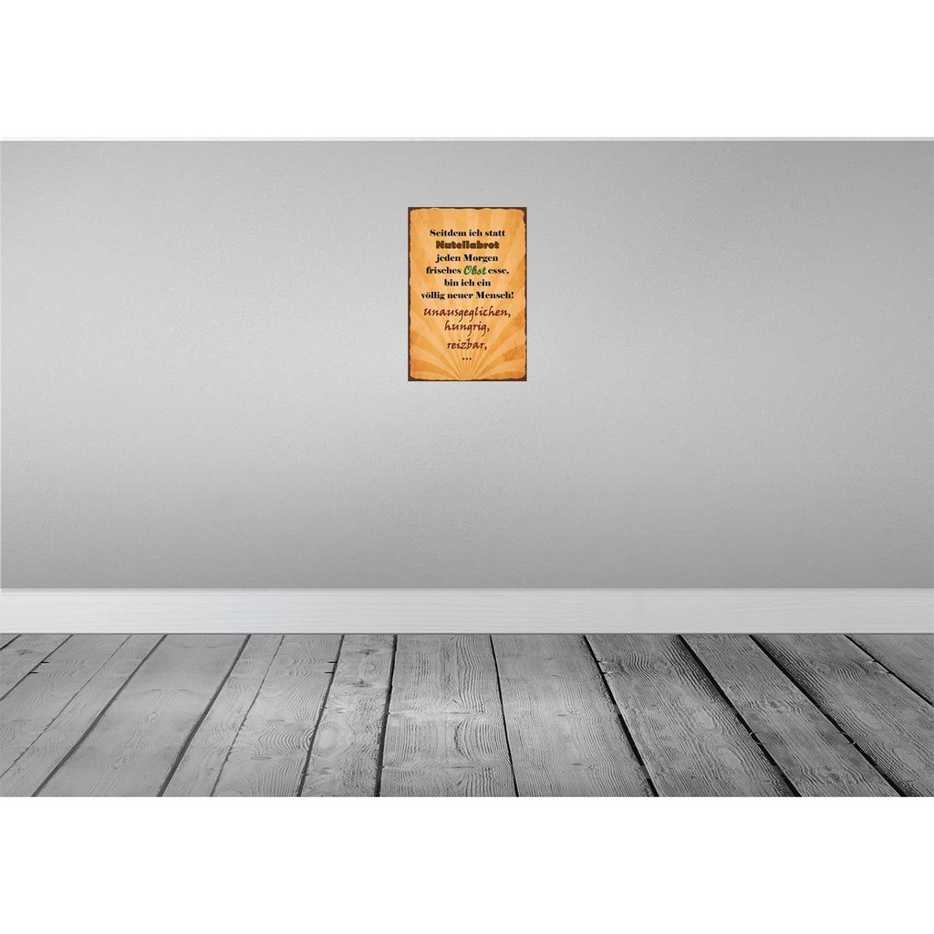[LA-114218-H] Holzschild 30x20 cm statt Nutellabrot frisches Obst Spruch Zitat Bild 2