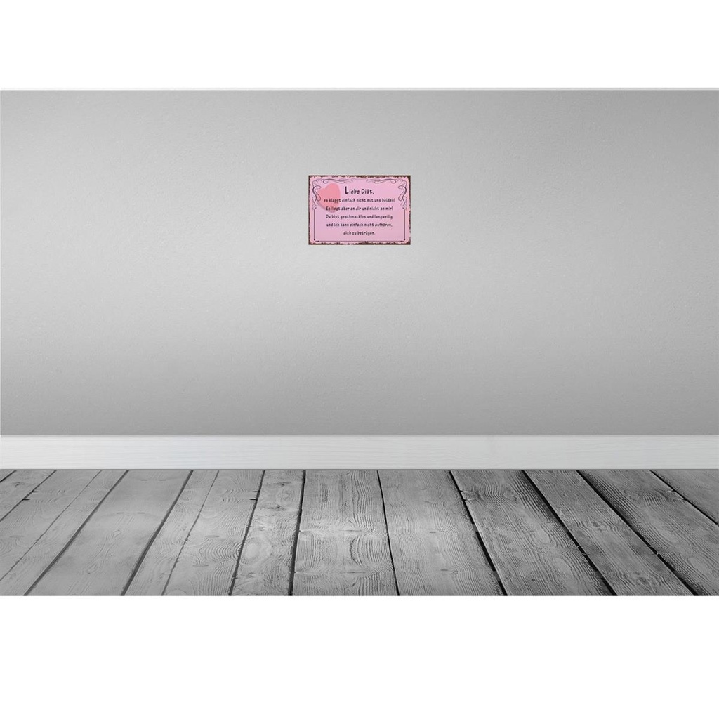 [LA-114223-2030] Blechschild 20x30 cm liebe Diät klappt nicht mit uns Spruch Zitat Bild 2
